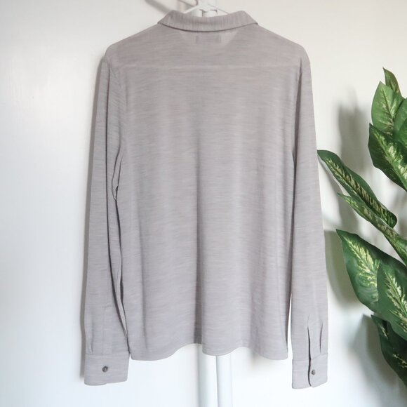 NAADAM Cement Gray Wool Ultralight Long Sleeve Polo Shirt Casual Size M Medium - Picture 4 of 9